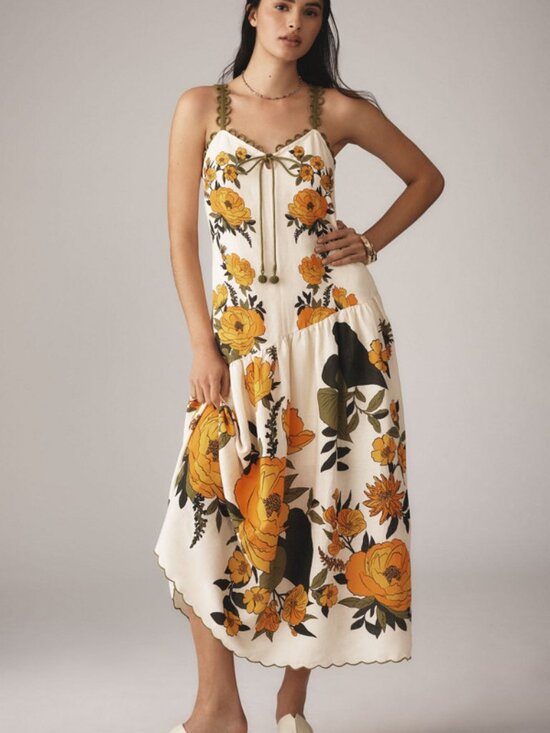 FARM Rio Dresses & Skirts - FARM Rio White V-Neck A-Line Maxi Dress Size XL 38228